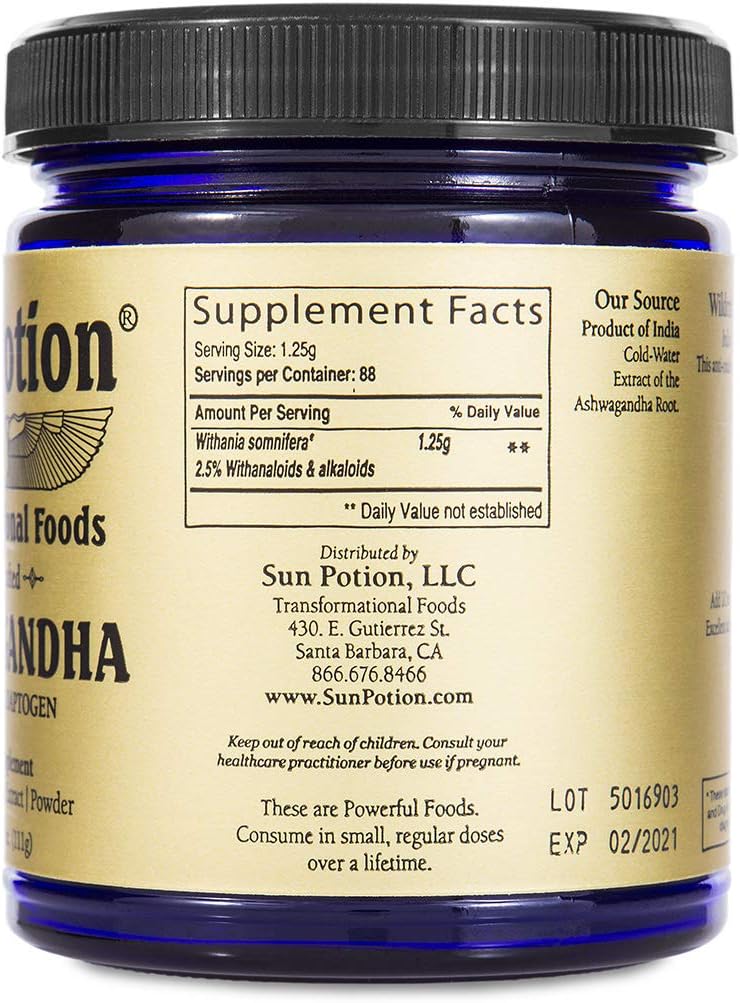Wildcrafted Sun Potion Ashwagandha Powder - 111 Grams (88 Servings)