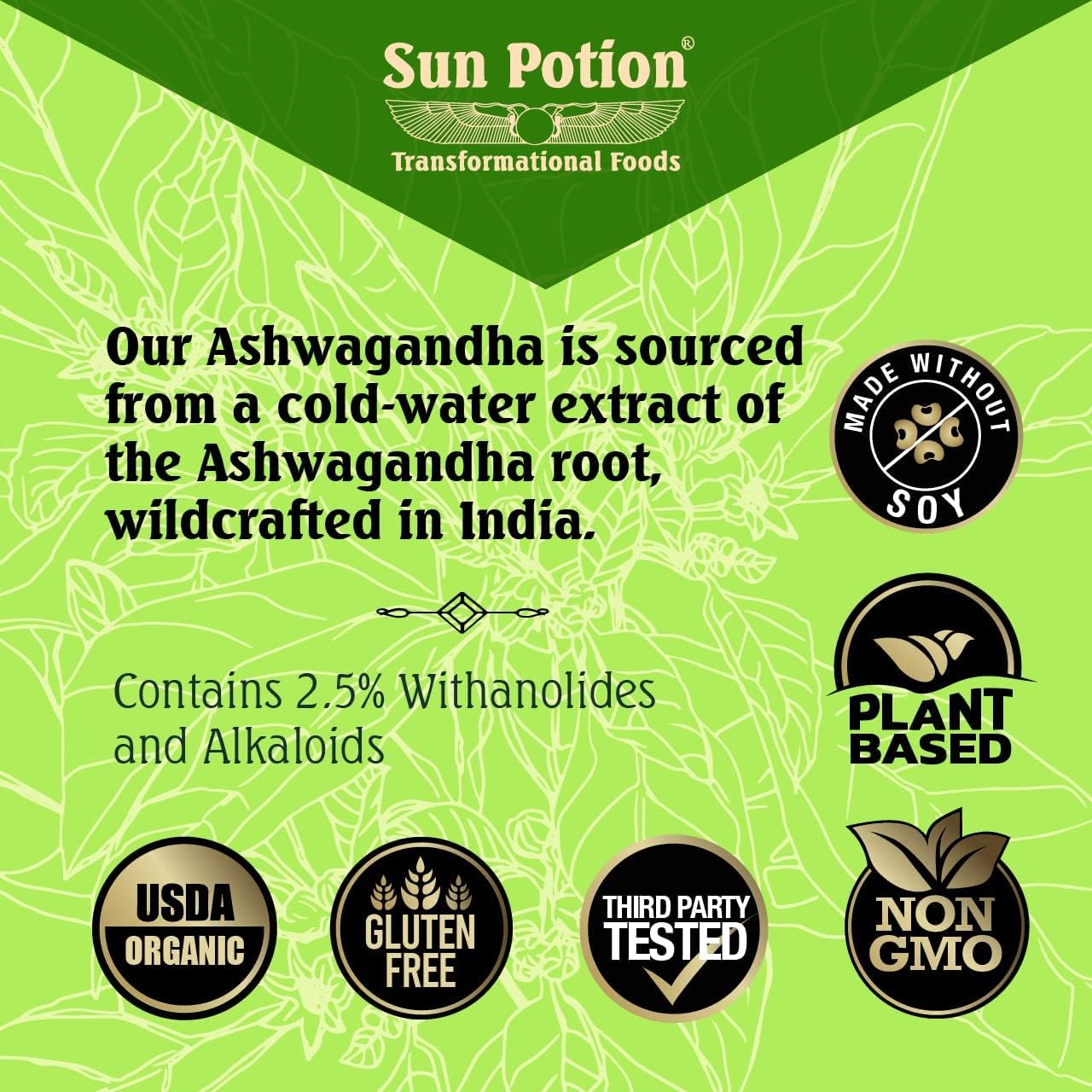 Wildcrafted Sun Potion Ashwagandha Powder - 111 Grams (88 Servings)