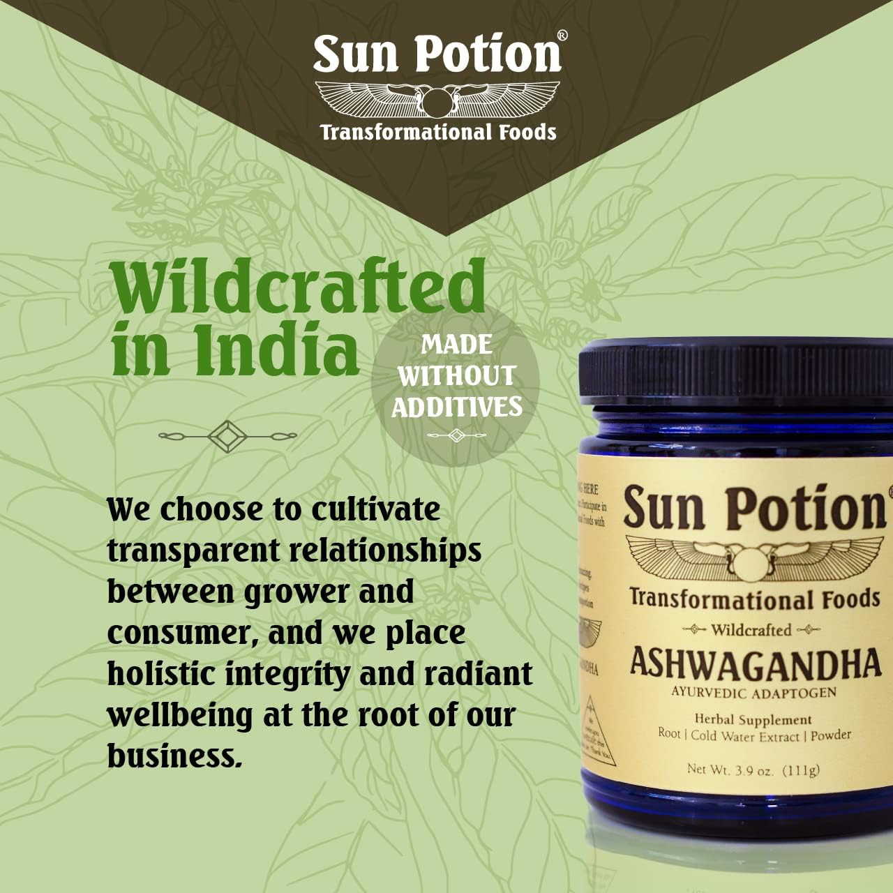 Wildcrafted Sun Potion Ashwagandha Powder - 111 Grams (88 Servings)