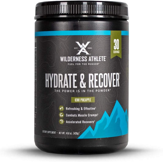 Wilderness Athlete Hydrate & Recover Electrolyte Drink Mix - BCAA Recovery Powder with Vitamin C - Kiwi Pineapple Flavor - 30 Servings