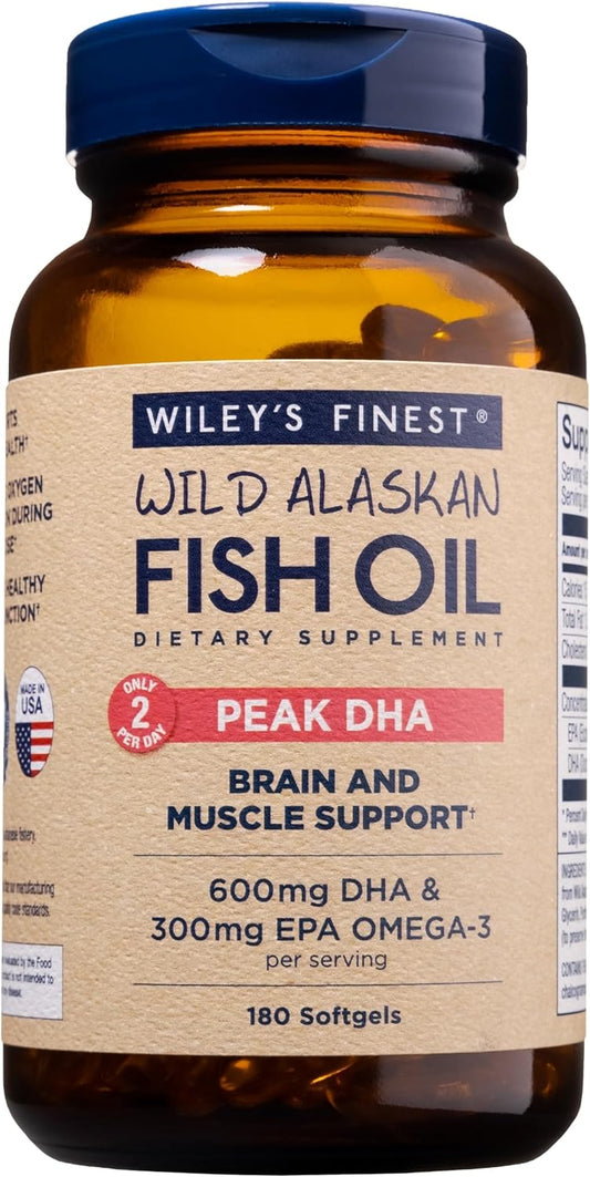 Wiley's Finest Peak DHA Wild Alaskan Fish Oil Softgels - 900mg Omega-3s - 180ct (90 Servings)