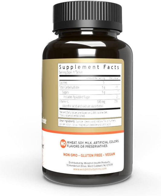 Windmill Health Products Chewable Vitamin C-500: Immune System Booster with Potent Antioxidants, 90 Tablets
