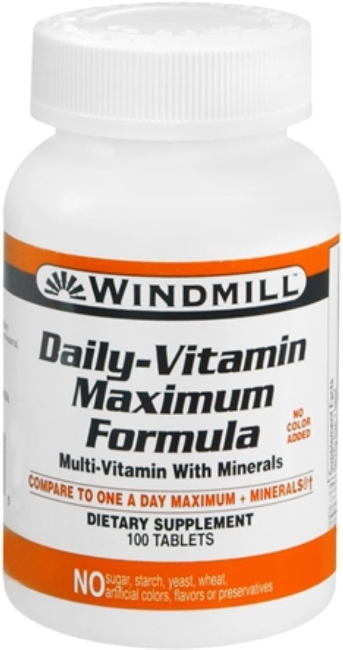 Windmill Health Products Daily Vitamin Maximum Formula - Nutritional Support with Multivitamins and Minerals, 100 Servings