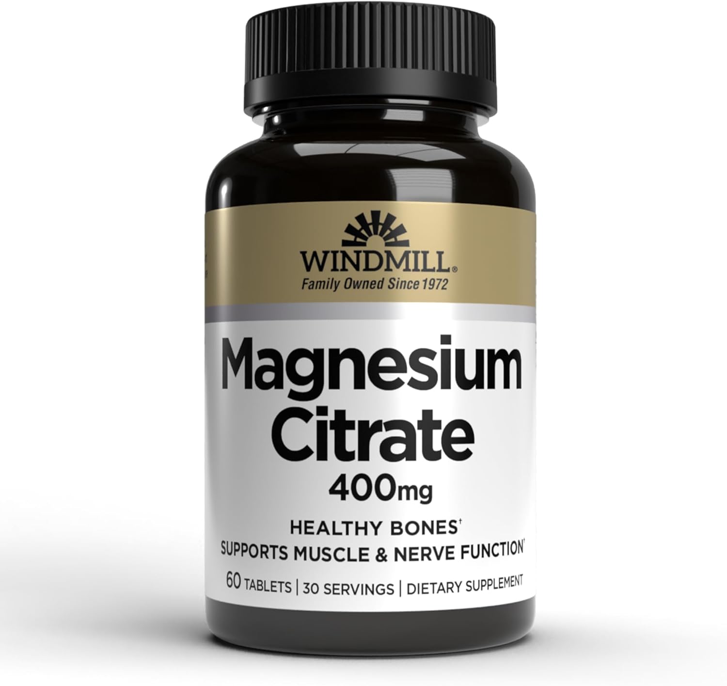 Windmill Natural Vitamins Magnesium Citrate 400 mg Capsules, Immune & Heart Health Support, Muscle Recovery, 60 Count