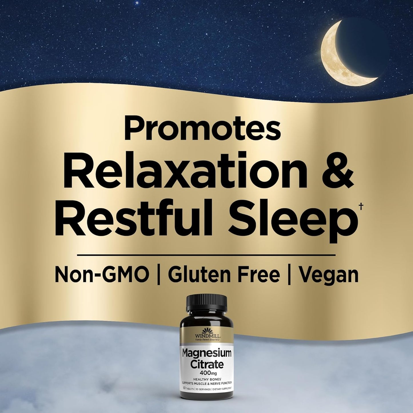 Windmill Natural Vitamins Magnesium Citrate 400 mg Capsules, Immune & Heart Health Support, Muscle Recovery, 60 Count