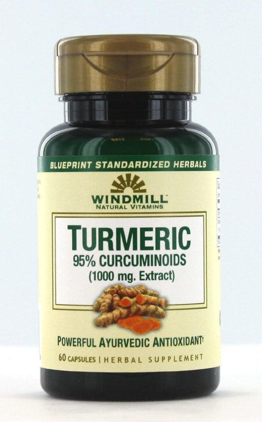 Windmill Turmeric Capsules - High Strength 1000mg with 95% Curcuminoids - 60 Count