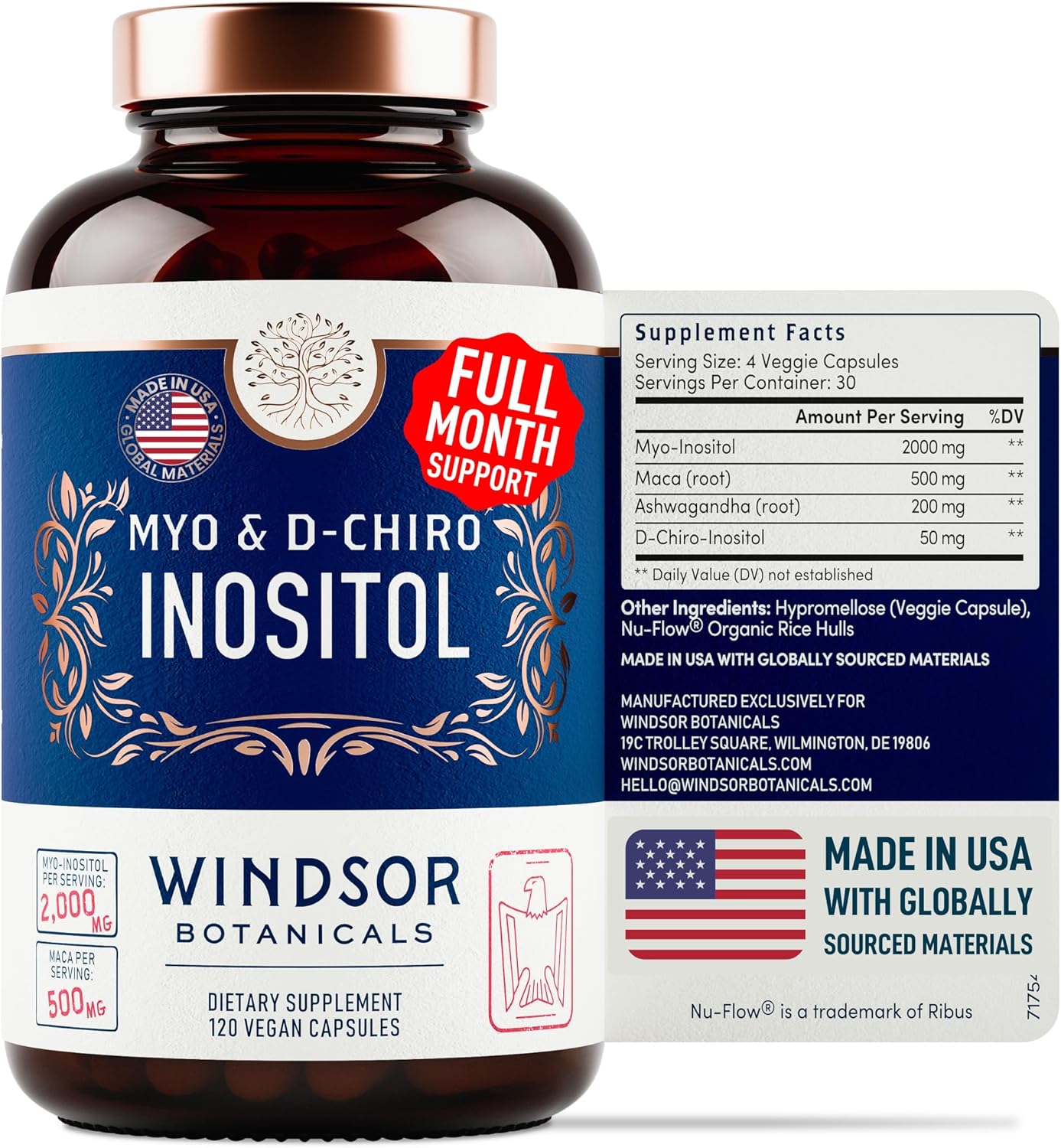 Windsor Botanicals Inositol and Iron Tablets for Women's Fertility and Pregnancy Support