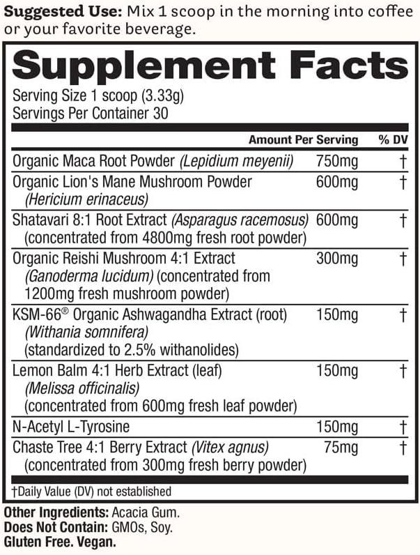 Winged Happy Start Mood Boost Powder for Women - Unflavored, Non-GMO (30 Servings)