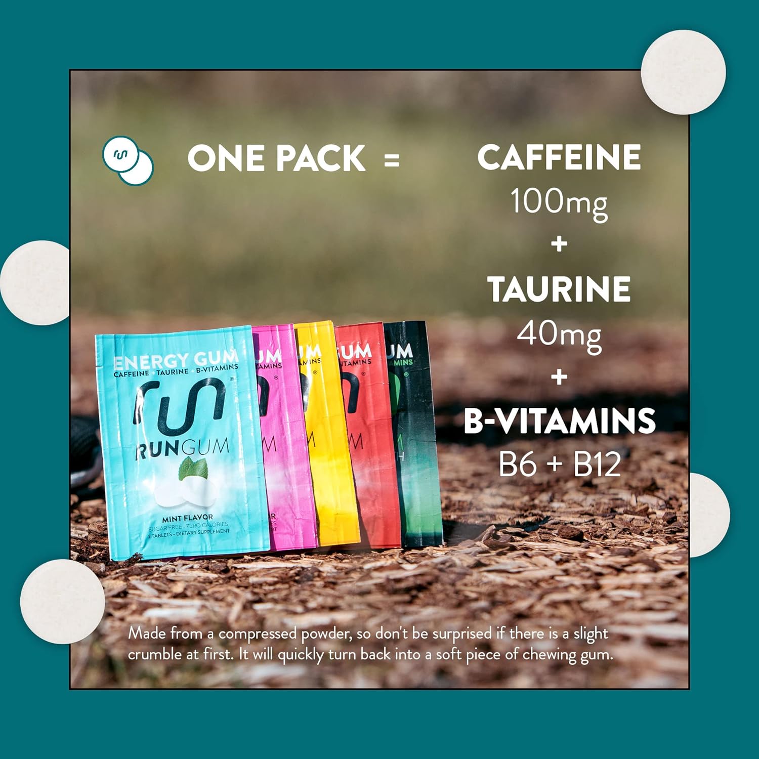 Wintergreen Chewing Gum by RUN GUM, 24 pieces per Box (Pack of 12) - BoostGo Australia