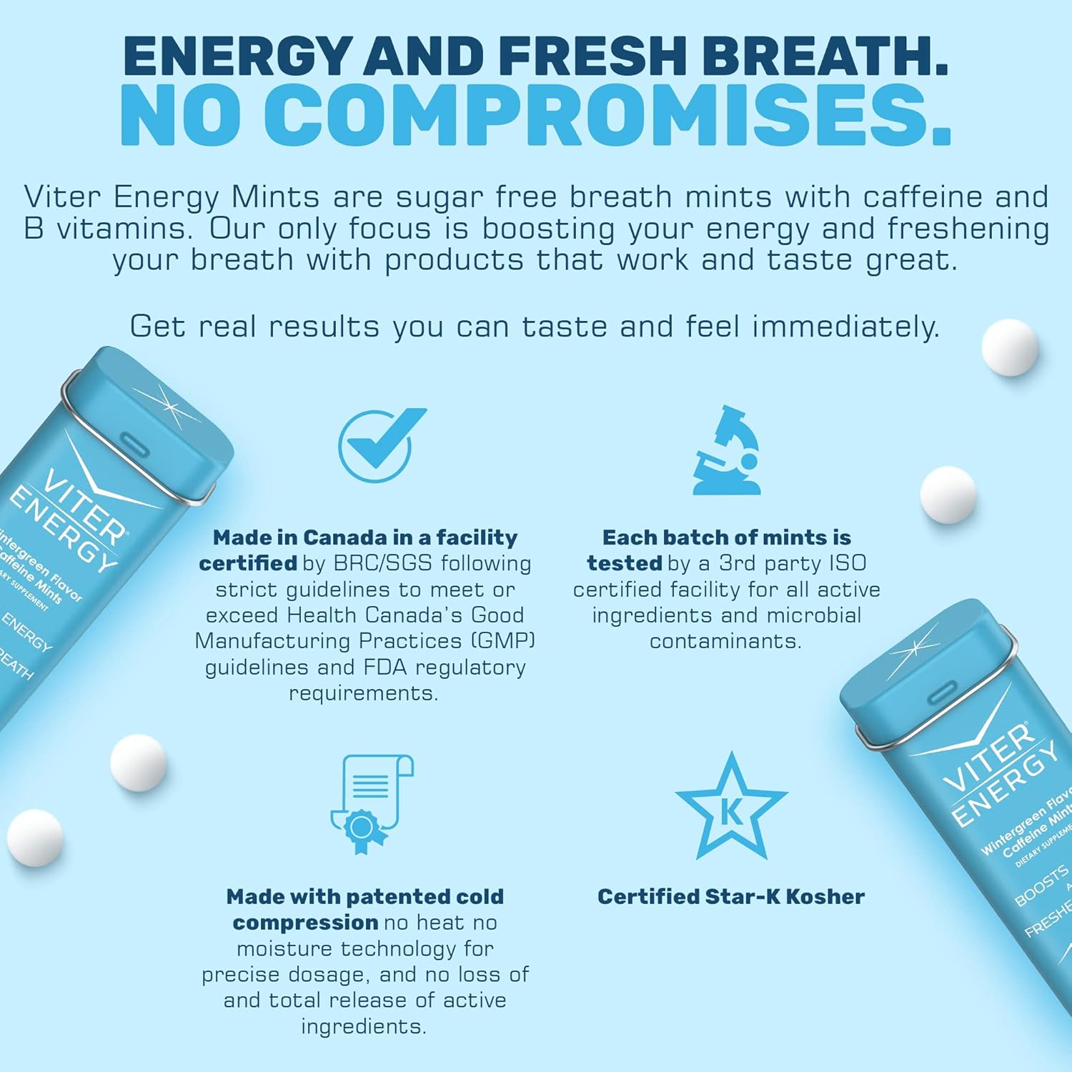 Wintergreen Flavor Caffeine Mints Bundle - 6 Pack + 1/2 Pound Bulk Bag - 40mg Caffeine, B Vitamins, Sugar Free, Vegan - Energy Booster for Focus and Alertness