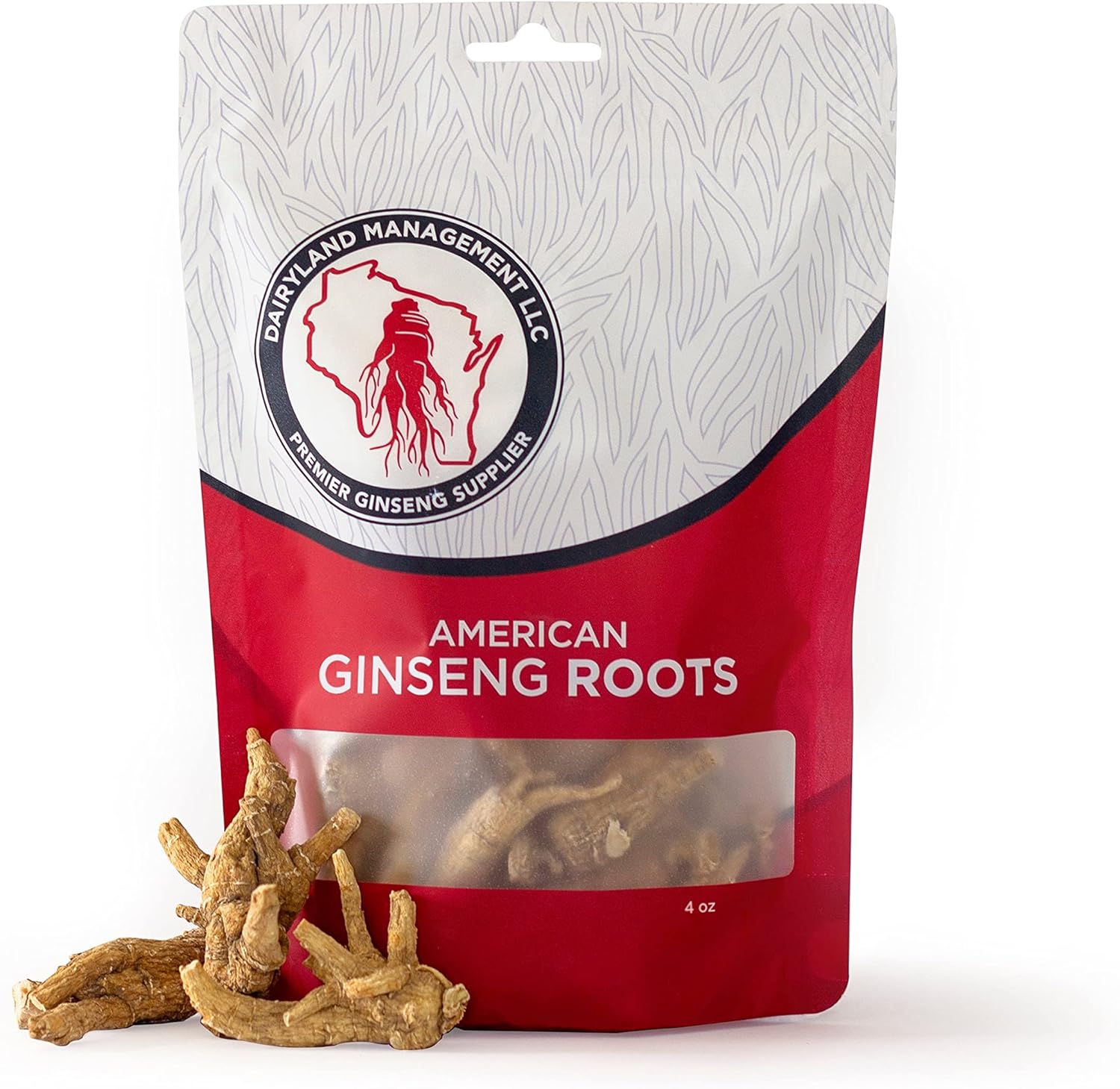 Wisconsin Dairyland American Ginseng Roots - 8 oz Pack of Authentic Non-GMO Ginseng Root - Gluten Free Herbal Supplement for Soup, Tea, Congee