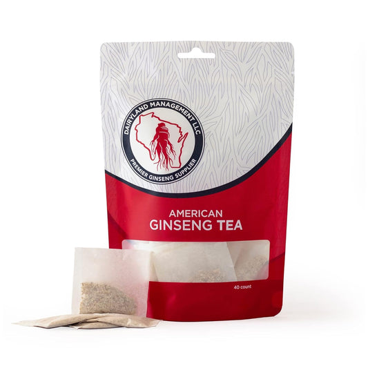 Wisconsin Dairyland American Ginseng Tea Bags (40 ct) - Premium Authentic Ginseng Tea - Non-GMO, Gluten Free - Daily Pure Ginseng Tea