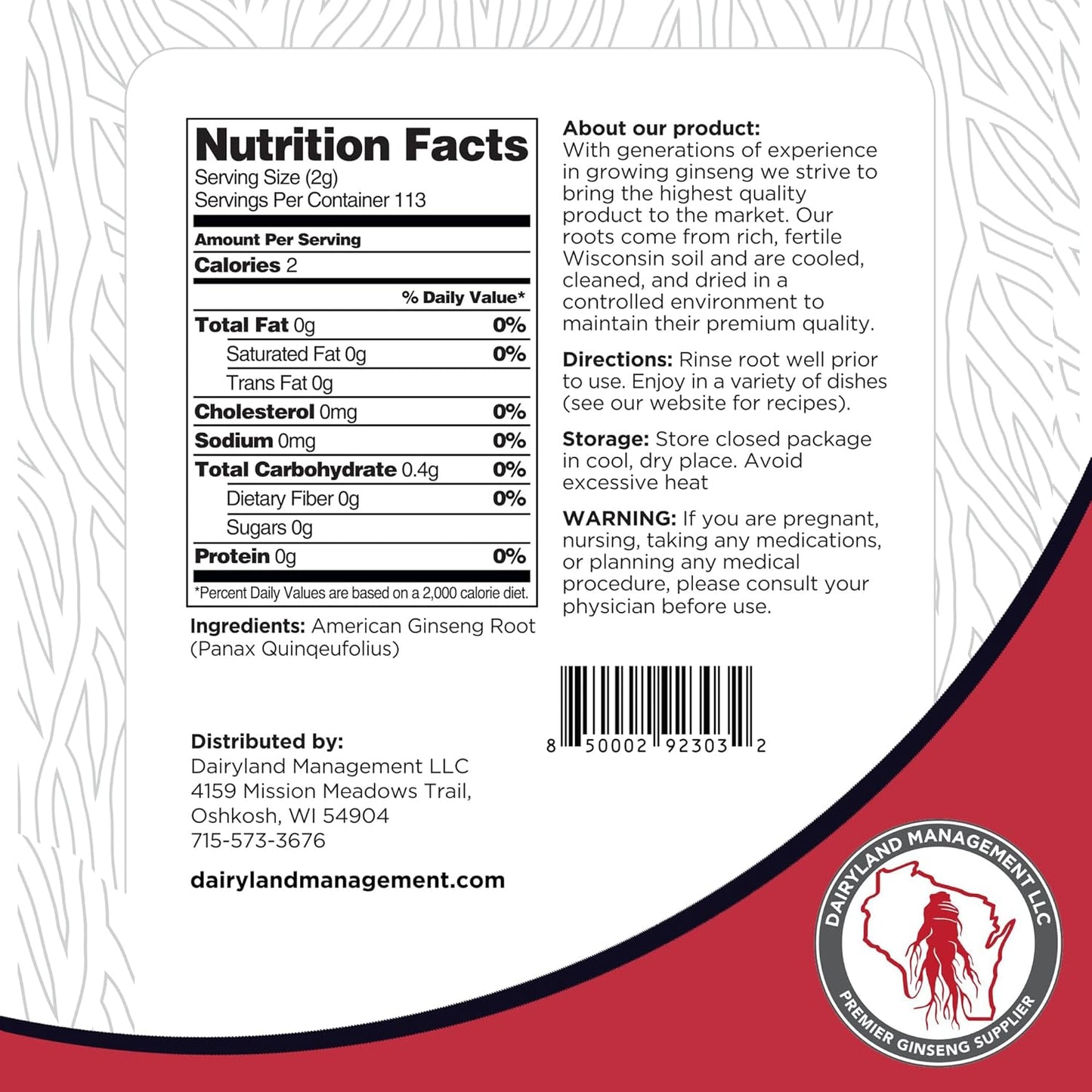 Wisconsin Ginseng Slices and Roots - 16 oz Pack from Dairyland Management LLC - Direct from Farmer to Consumer