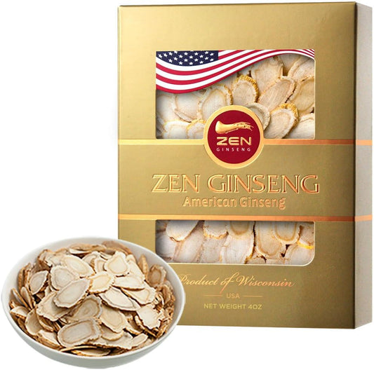 Wisconsin Ginseng Slices for Enhanced Energy, Performance, and Mental Health - 4 Oz. Pack for Men and Women