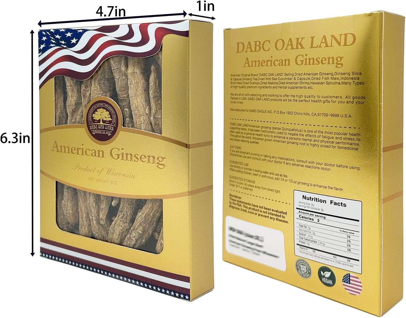 Wisconsin-Grown American Ginseng Slices for Tea - 2 Boxes, 8oz Each