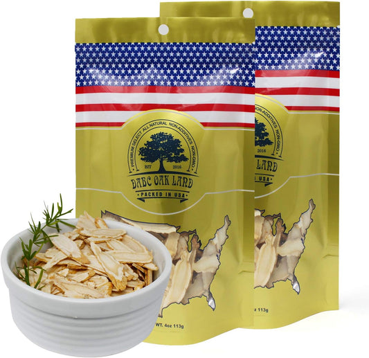 Wisconsin Grown DABC OAK LAND American Ginseng Root Slices for Ginseng Tea - 2 Packs, 16 Ounces