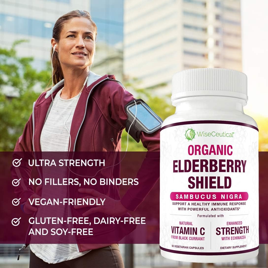Wiseceutical Max Absorption Vitamin K2 + D3 with Organic Elderberry, Black Currant, and Echinacea for Bone Strength, Calcium Absorption & Immune Support