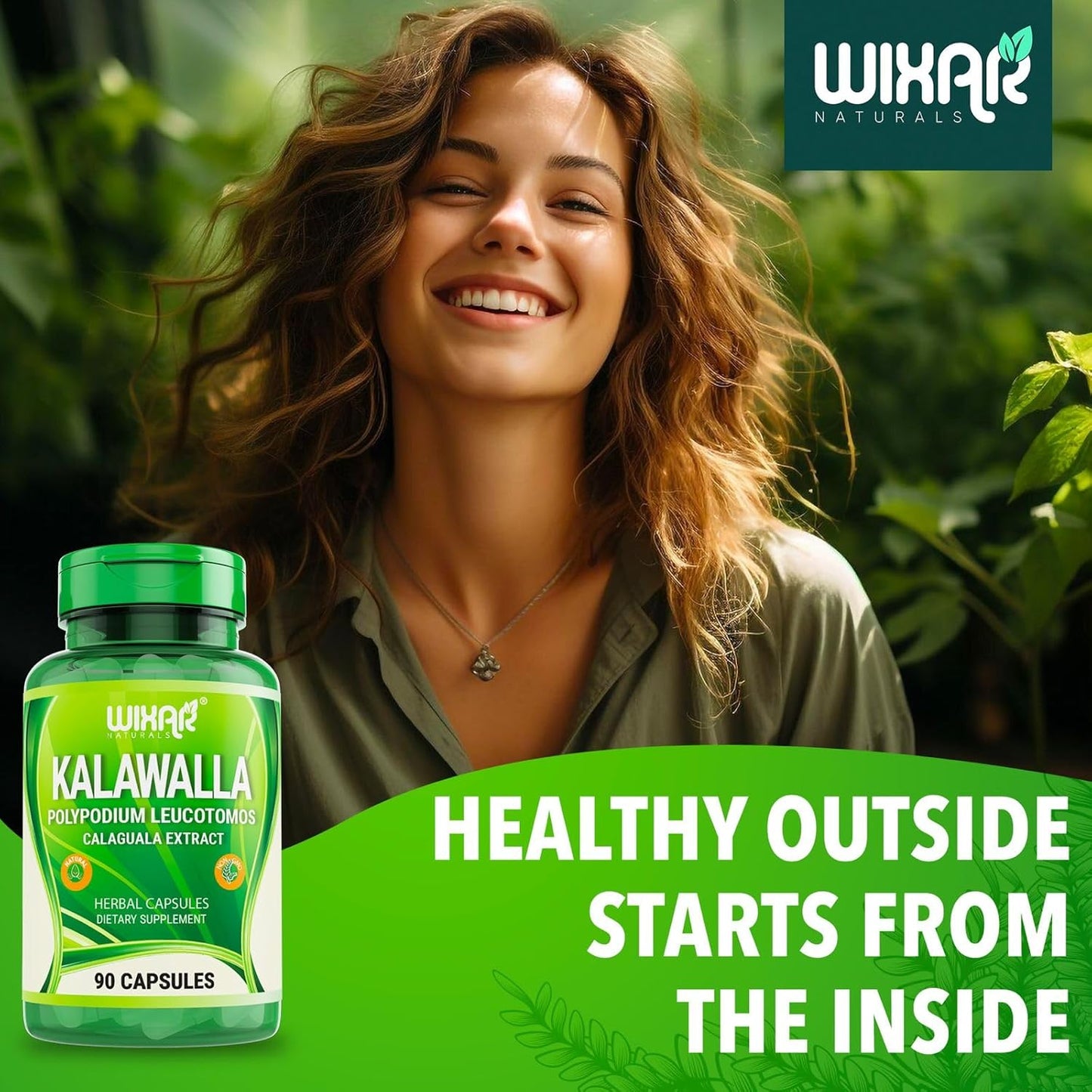 Wixar Naturals Kalawalla Root & Fern Leaves Capsules - Immune & Skin Support Supplement - 90 Vegetarian Pills for Men & Women