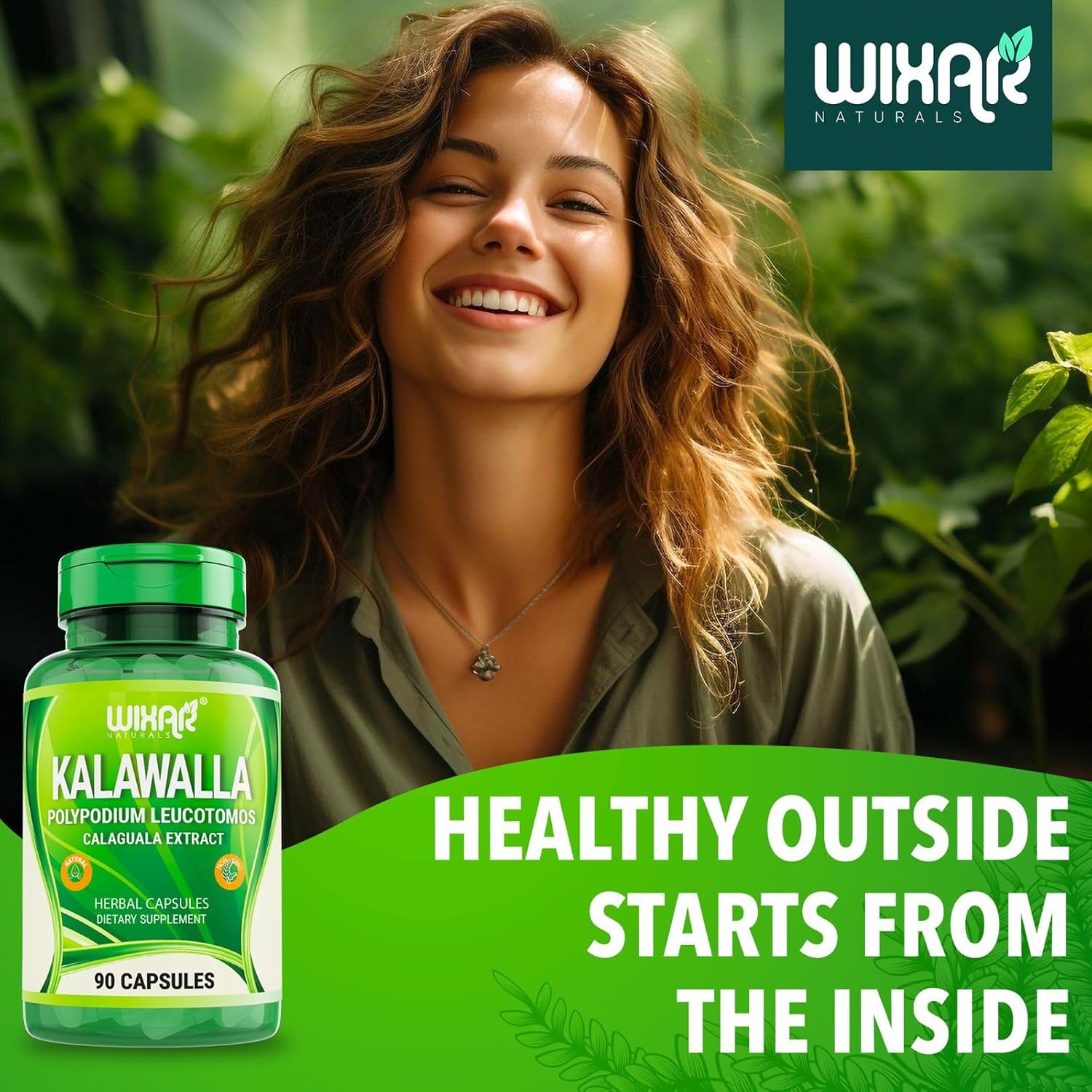 Wixar Naturals Kalawalla Root & Fern Leaves Capsules - Immune & Skin Support Supplement - 90 Vegetarian Pills for Men & Women