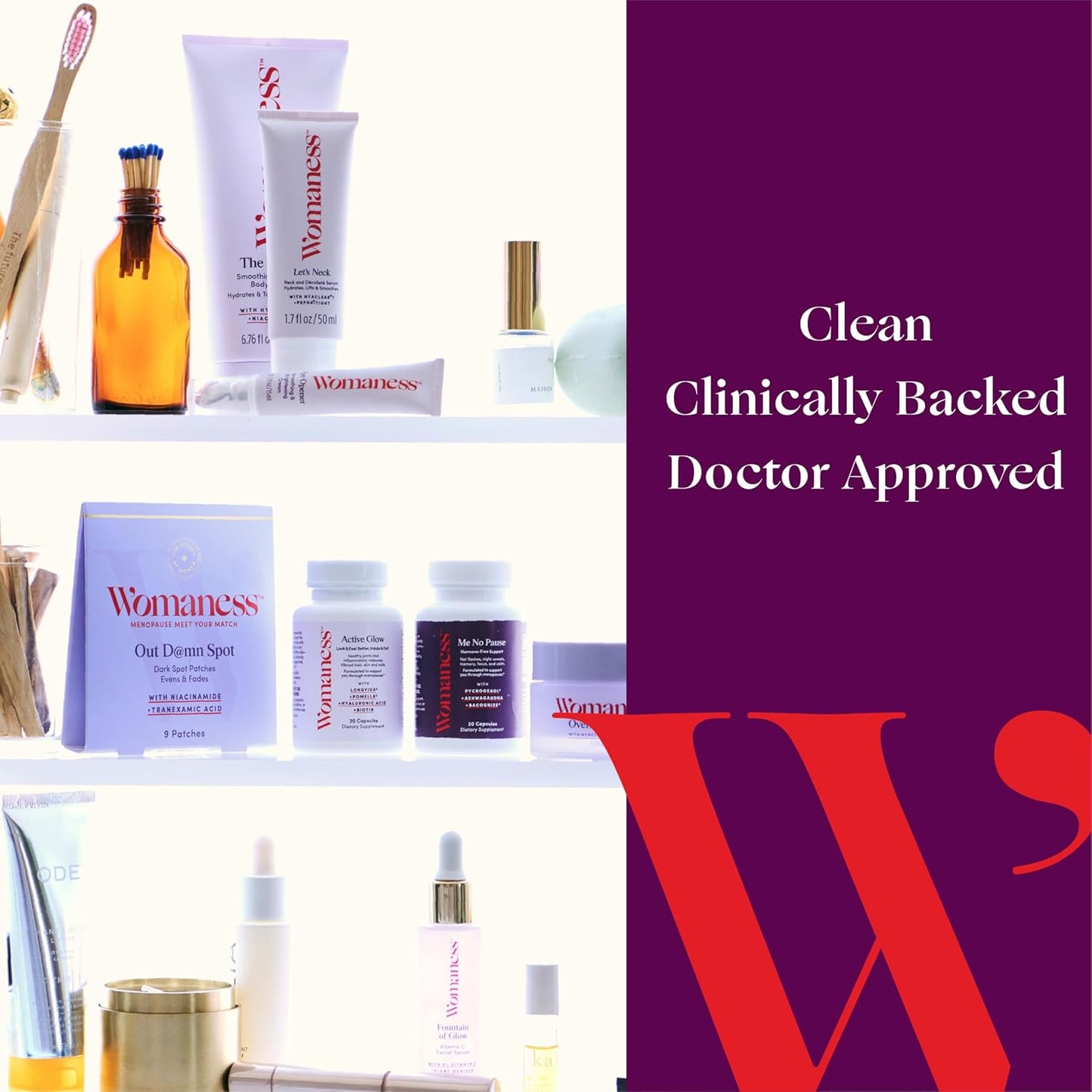 Womaness Active Glow Hair Skin Nails Vitamins with Biotin, Longvida Curcumin, & Hyaluronic Acid - Joint Health, Dry Skin, Thinning Hair Support (30 Caps)