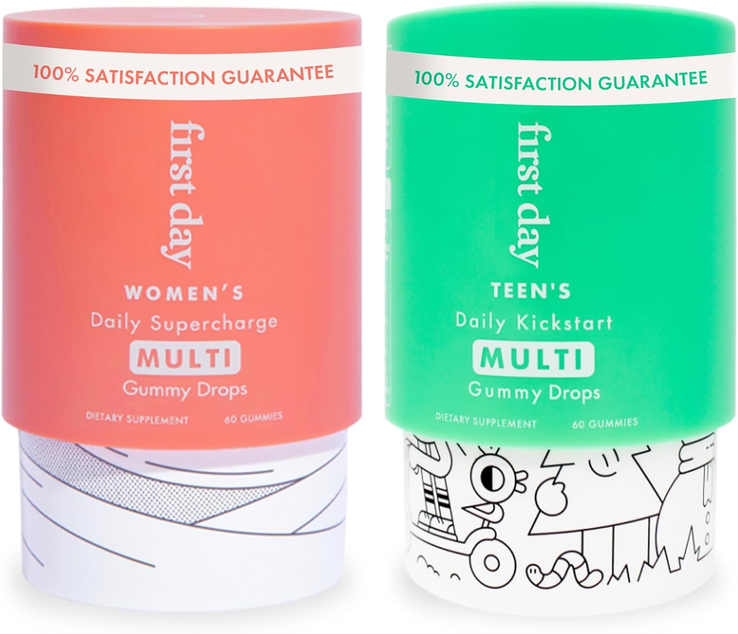 Women & Teens Multivitamin Gummies Bundle with Essential Vitamins & Minerals - Organic Fruits & Veggies, 2g Sugar, 2-Pk, 30 Day Supply