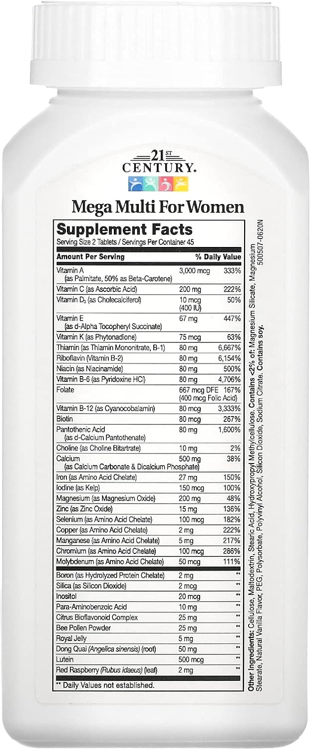 Women's 21st Century Mega Multi Tablets, 90-Count - Complete Daily Multivitamin