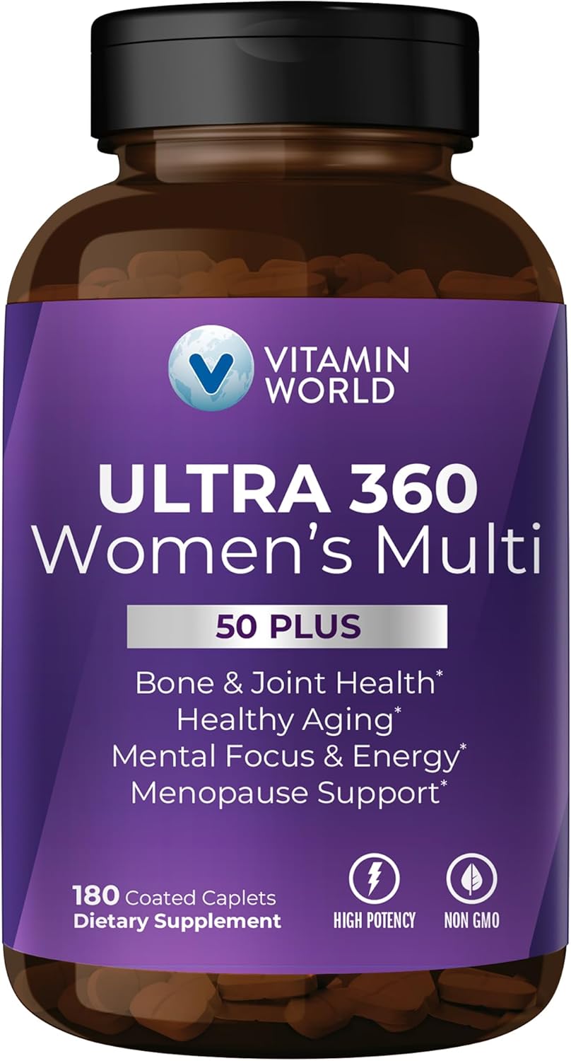 Women's 50+ Multivitamin with Minerals & Herbs for Menopause Support - Vitamin World Ultra 360, 180 Caplets