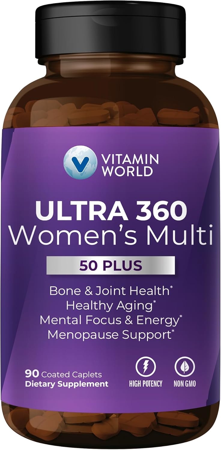 Women's 50+ Multivitamin with Minerals & Herbs for Menopause Support, 90 Caplets - Vitamin B, D, E & Zinc Supplement