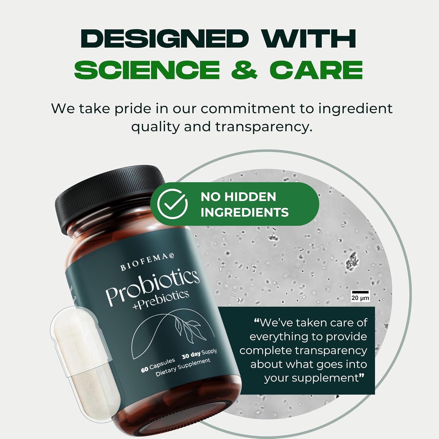 Women's Acidophilus Probiotics with Prebiotics - 40 Billion CFUs for Digestive Health - 4 Good Bacteria Strains - 60 Vegan Capsules