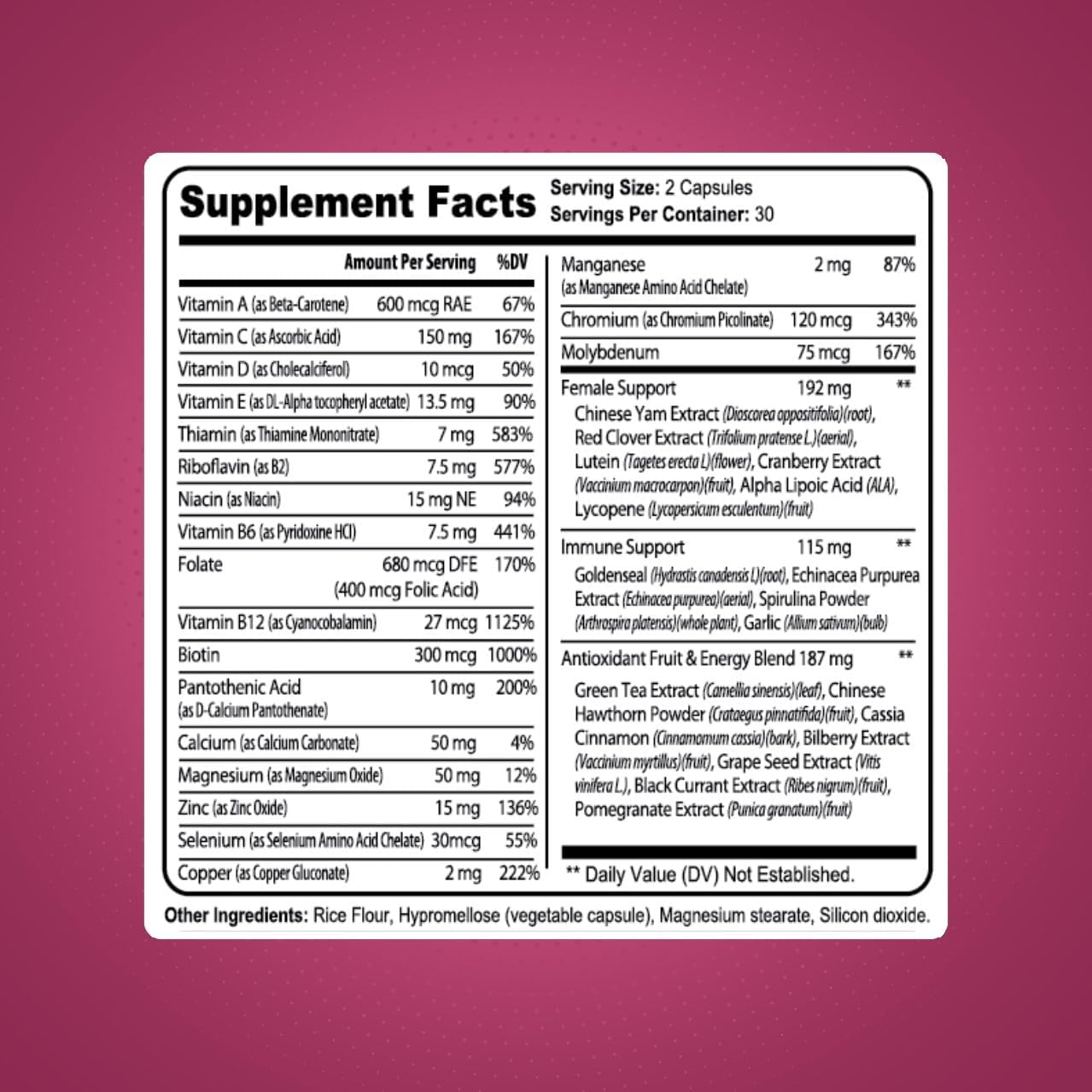 Women's Active Multivitamin for Energy, Focus & Immune Health - 60 Capsules