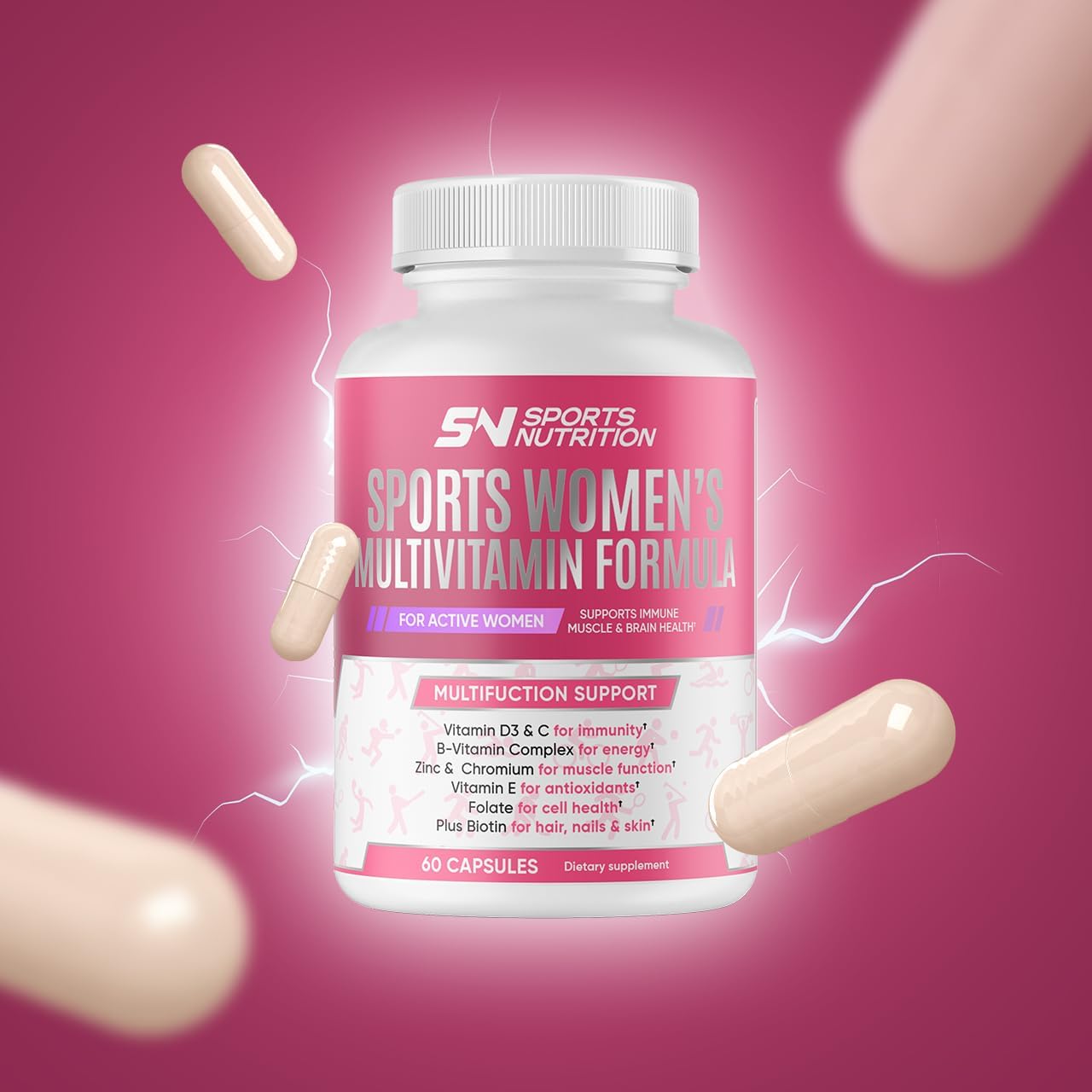 Women's Active Multivitamin for Energy, Focus & Immune Health - 60 Capsules