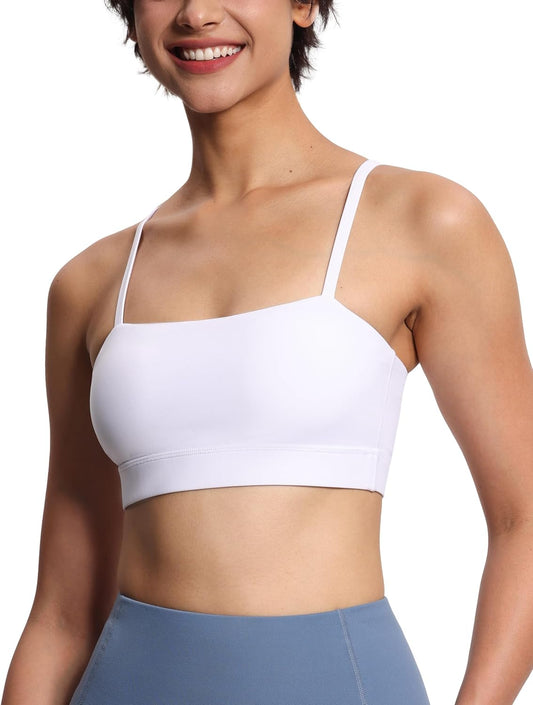Women's Adjustable Spaghetti Strap Sports Bra with Removable Padded - Wirefree Workout Top by THE GYM PEOPLE