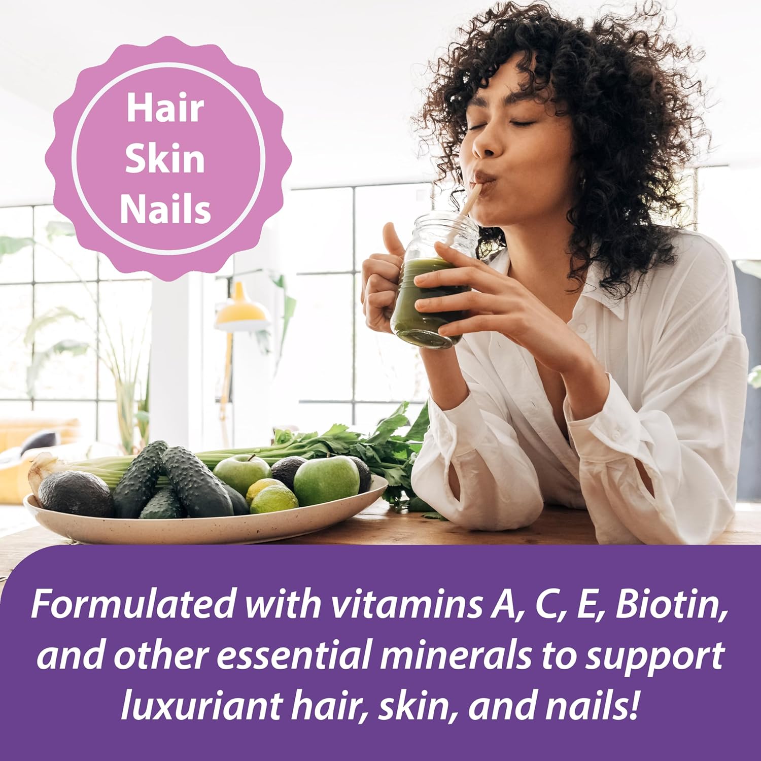 Women's All Natural Multivitamin with 24 Fruits and Vegetables, Biotin for Hair, Skin, and Nails - 1 Month Supply