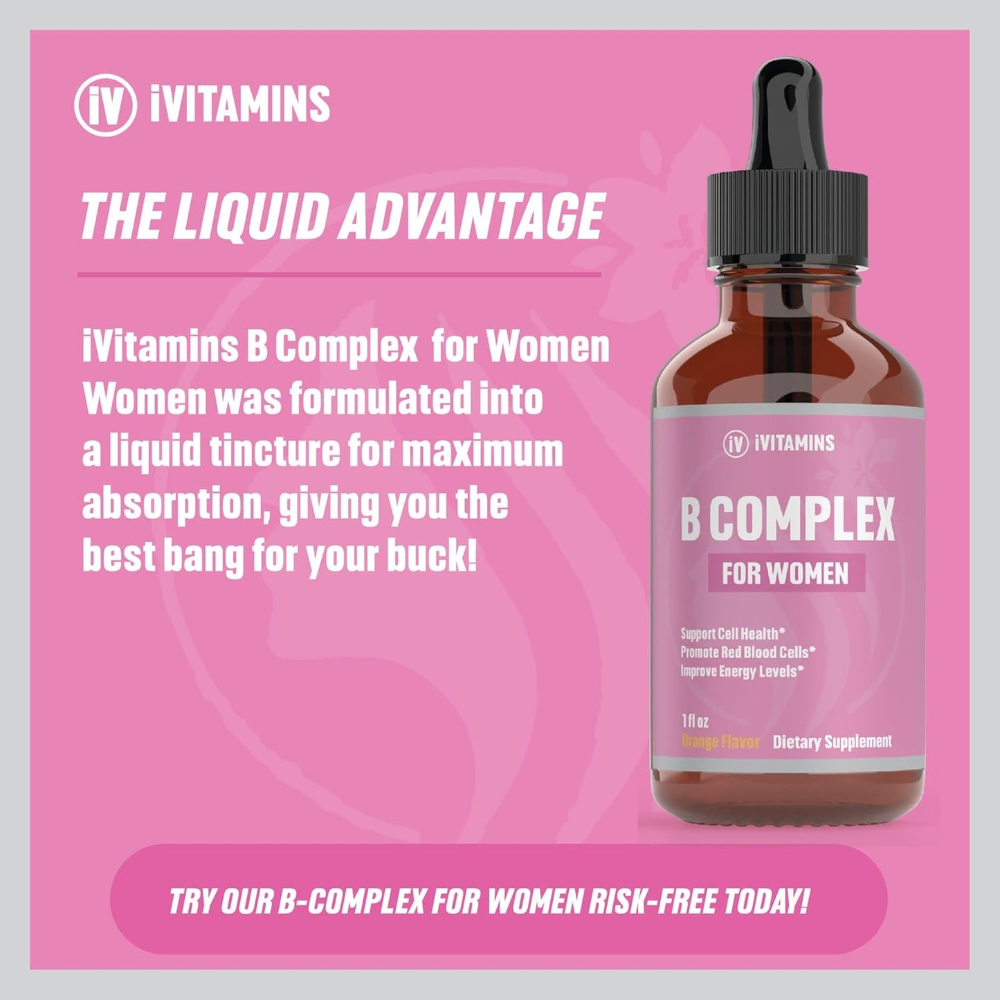 Women's B Complex Vitamins Liquid Supplement | Boosts Brain Function, Energy, Digestion & More | B12 Complex | 1 fl oz