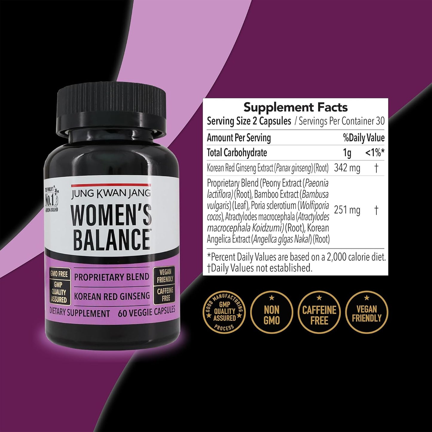 Women's Balance Supplement with Korean Red Ginseng for Energy, Digestion, and Cognitive Health - 60 Capsules by JUNG KWAN JANG