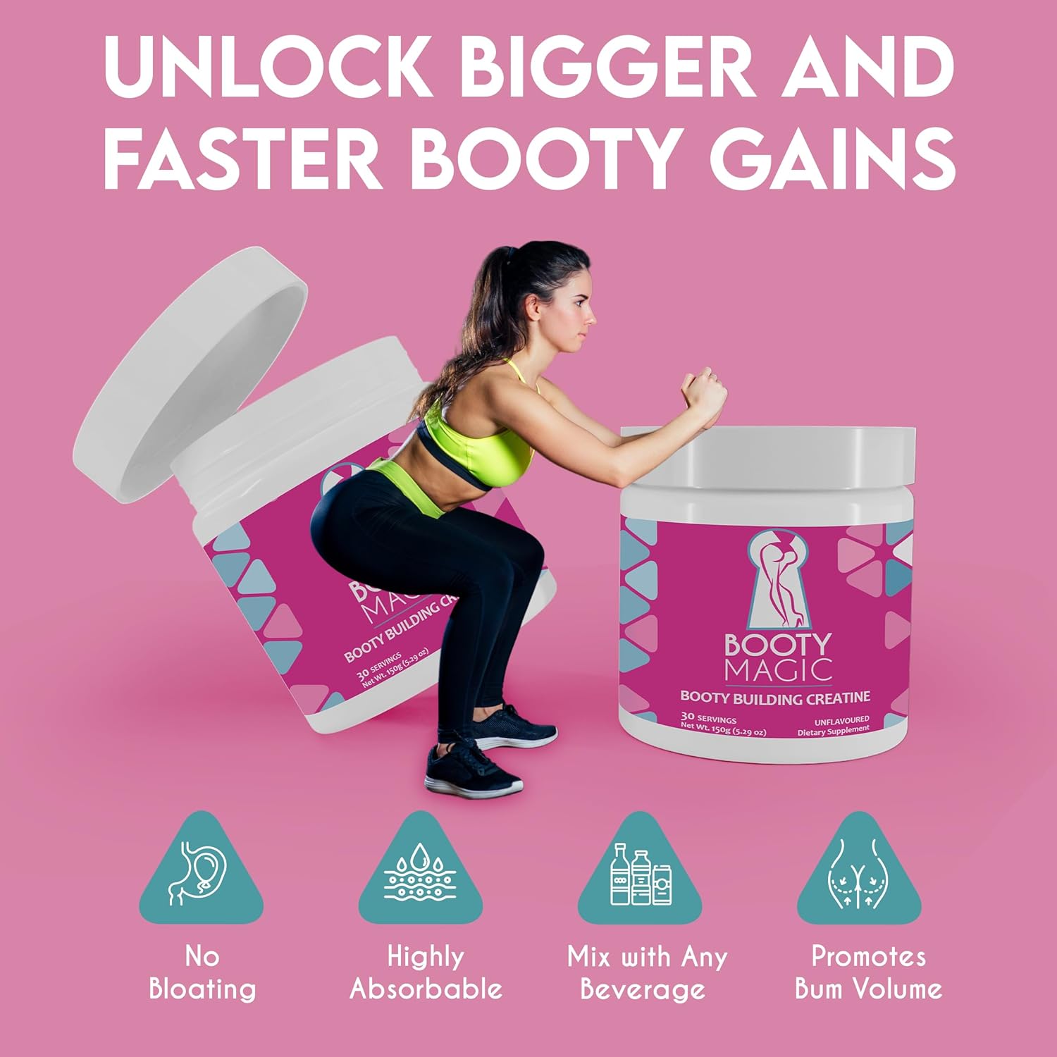 Women's Booty Building Creatine Powder - Enhance Glute Gains and Muscle Growth, Micronized for Best Big Booty Results - 30 Servings - BoostGo Australia
