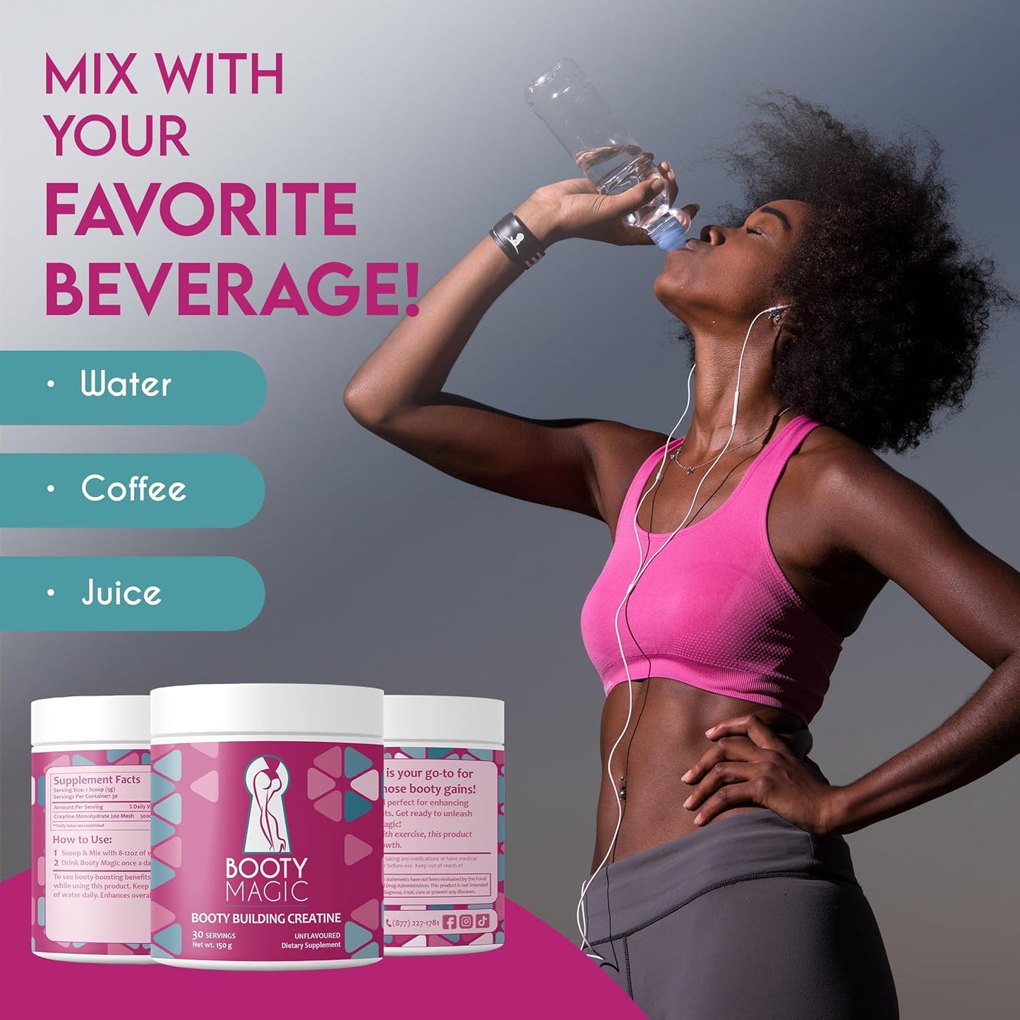 Women's Booty Building Creatine Powder - Enhance Glute Gains and Muscle Growth, Micronized for Best Big Booty Results - 30 Servings - BoostGo Australia