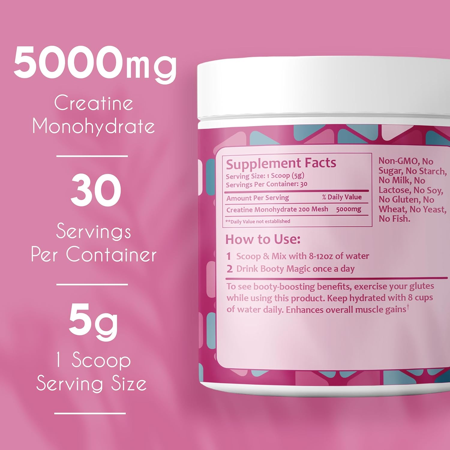 Women's Booty Building Creatine Powder - Enhance Glute Gains and Muscle Growth, Micronized for Best Big Booty Results - 30 Servings - BoostGo Australia