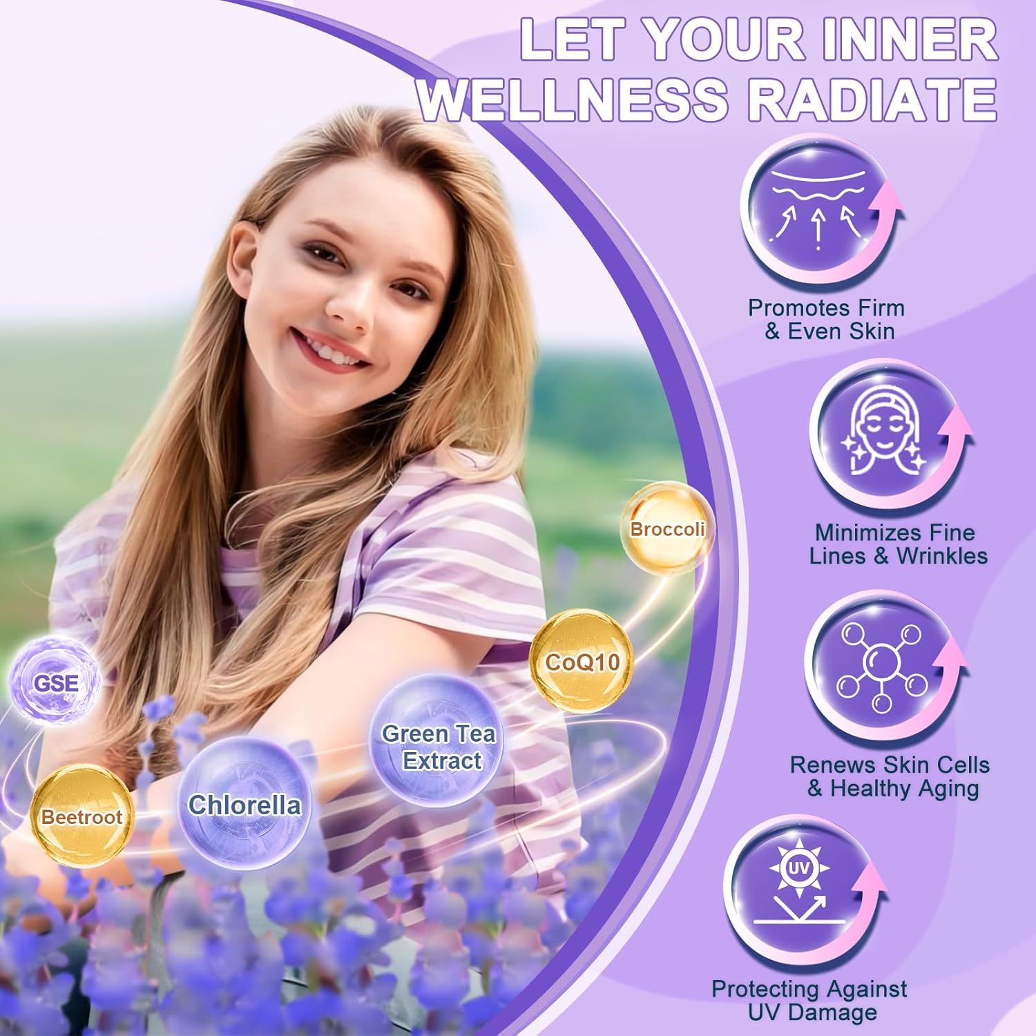 Women's Collagen Peptides Powder Packets - Type I II III V X Collagen with Antioxidant Blend, Vitamins C & E for Skin, Hair, Nails, Joints - Non-GMO - 30 Sticks