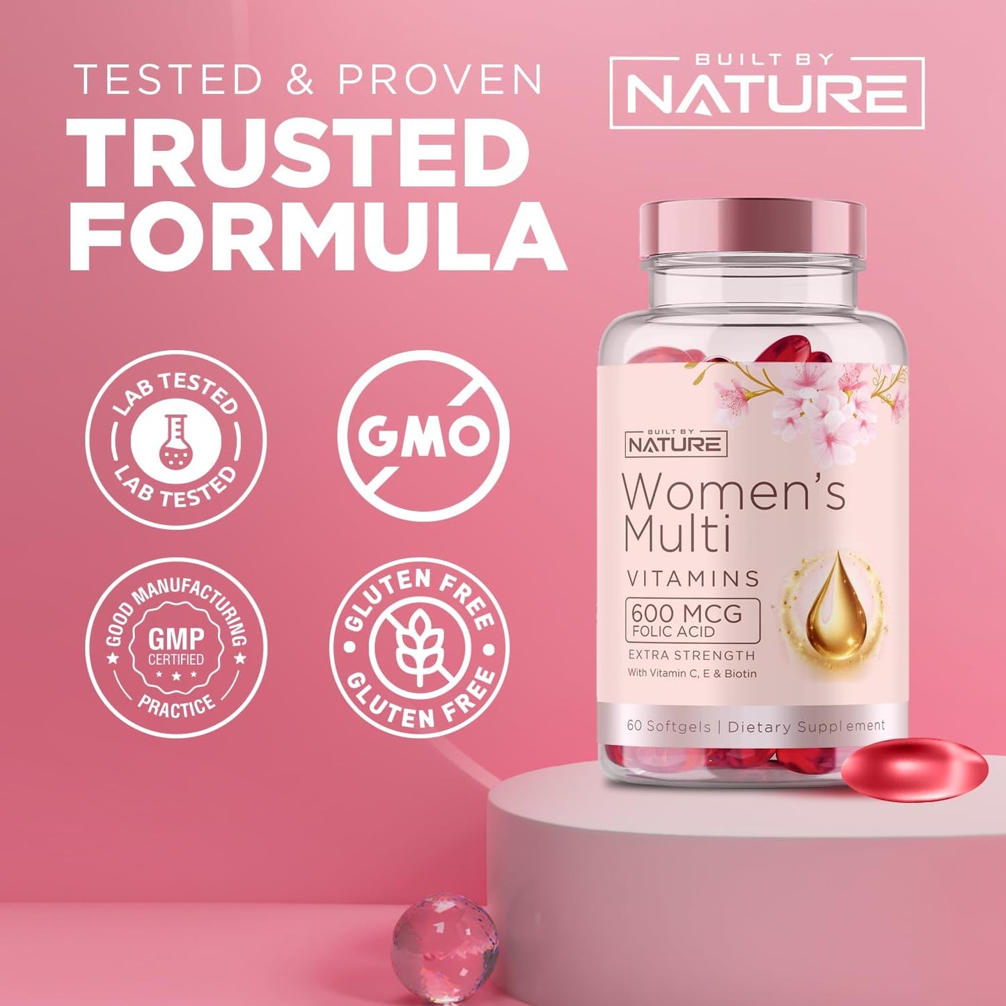 Women's Complete Daily Multivitamin Supplement with Essential Vitamins, Minerals, and Immune Support - 60 Softgels for Wellness