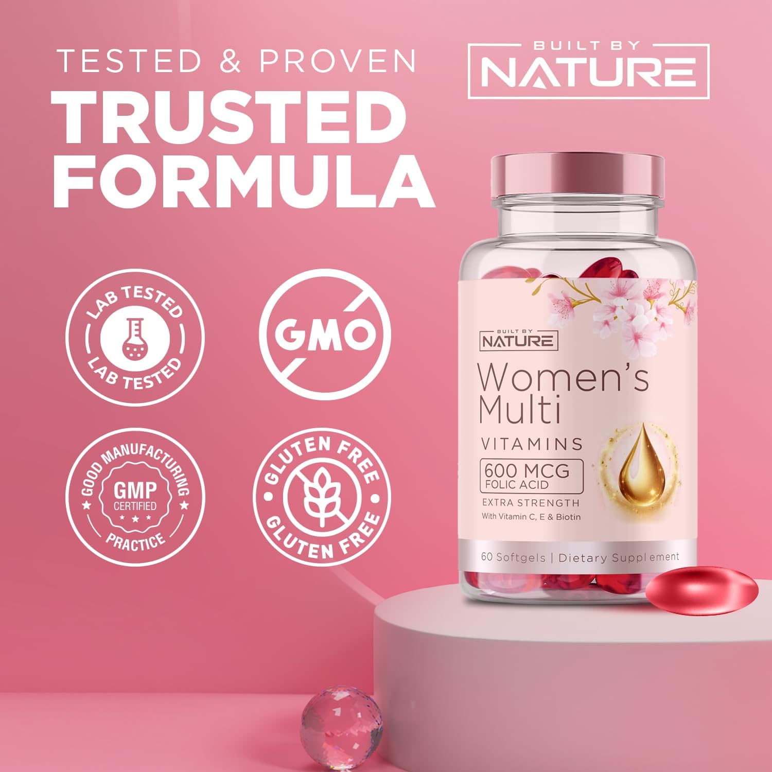 Women's Complete Daily Multivitamin Supplement with Essential Vitamins, Minerals, and Immune Support - 60 Softgels for Wellness