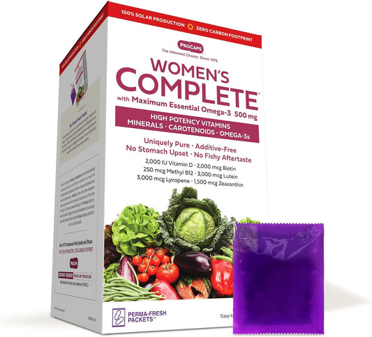 Women's Complete Multivitamin with Maximum Essential Omega-3 500mg - 30 Packets - High Potency Essential Nutrients, Vitamins, Minerals, Carotenoids - No Additives included by ANDREW LESSMAN