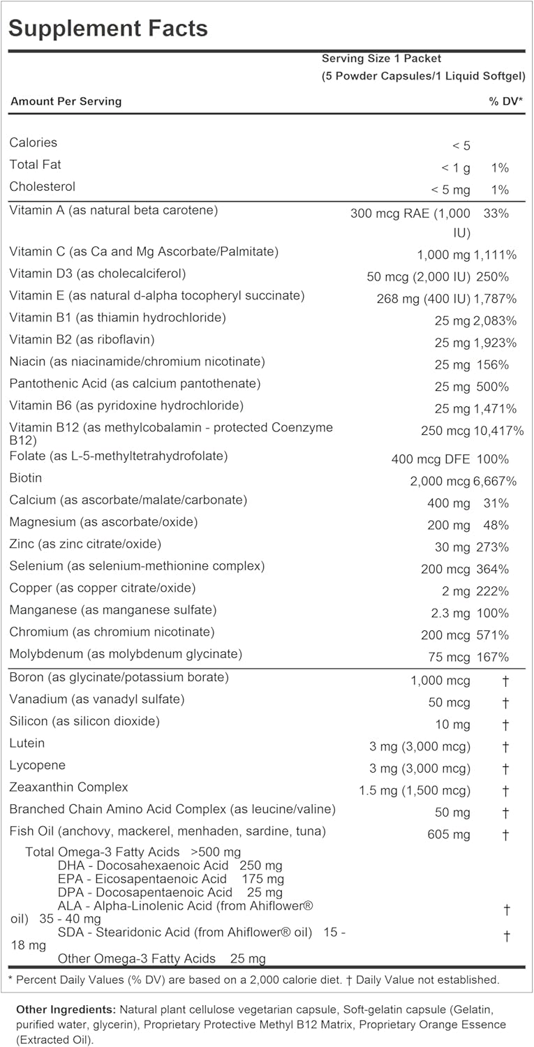 Women's Complete Multivitamin with Maximum Essential Omega-3 500mg - 30 Packets - High Potency Essential Nutrients, Vitamins, Minerals, Carotenoids - No Additives included by ANDREW LESSMAN