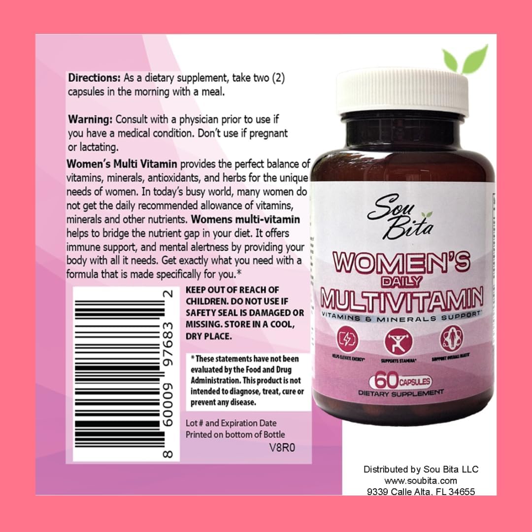 Women's Daily Multivitamin - Supports Energy, Immunity, Mood, Hair & Skin - Includes Vitamins A, B12, C, D, E, Zinc, Calcium - Vegetable Capsules - BoostGo Australia