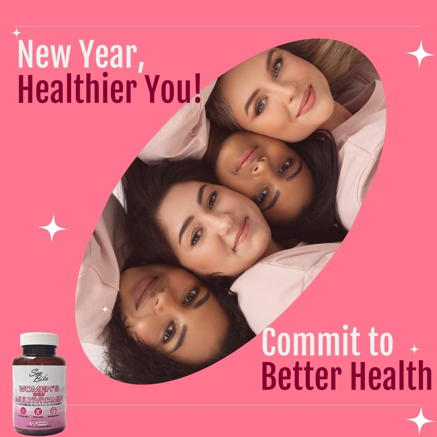 Women's Daily Multivitamin - Supports Energy, Immunity, Mood, Hair & Skin - Includes Vitamins A, B12, C, D, E, Zinc, Calcium - Vegetable Capsules - BoostGo Australia