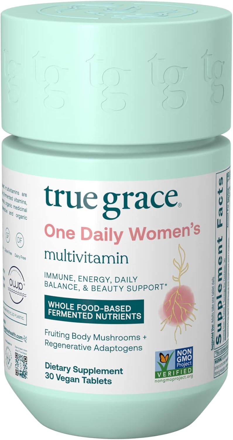 Women's Daily Multivitamin with Fermented Minerals, Organic Adaptogens, Mushrooms - Whole Body Balance, Immune Support, Energy Boost - Non-GMO, Gluten-Free, Soy-Free - 30 Vegan Tablets