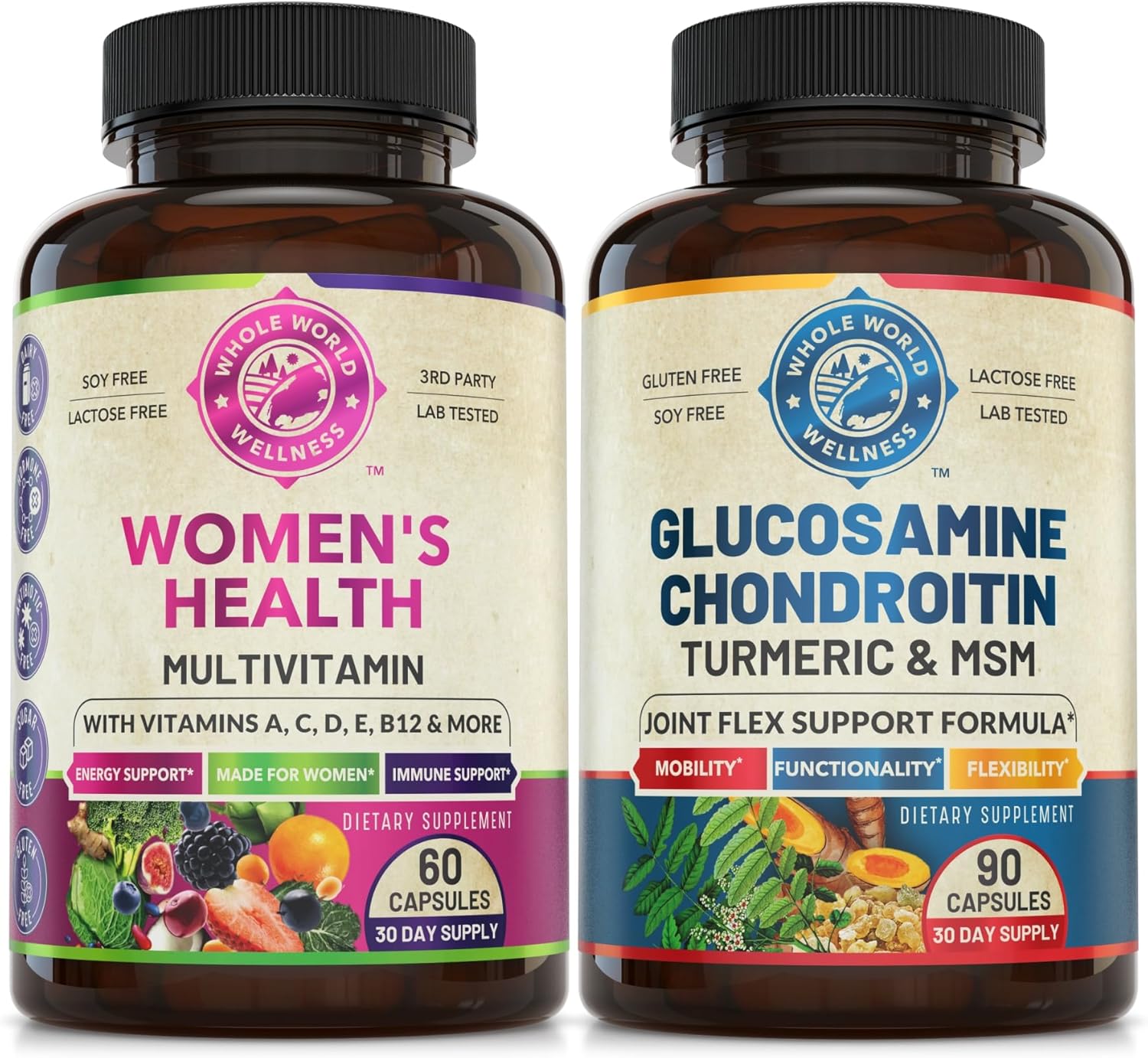 Women's Daily Multivitamins & Joint Support Bundle for Holistic Wellness & Energy Boost - USA Made