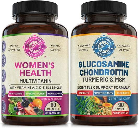 Women's Daily Multivitamins & Joint Support Bundle for Holistic Wellness & Energy Boost - USA Made