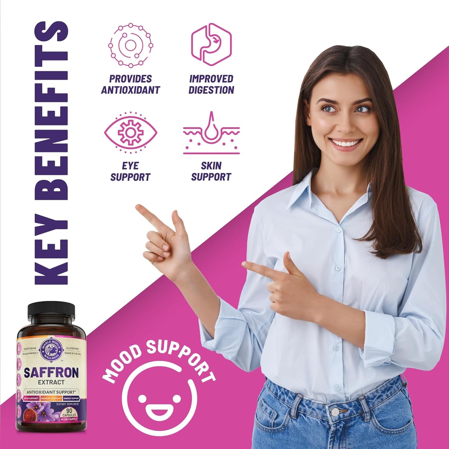 Womens Daily Multivitamins & Saffron Extract Bundle for Holistic Wellness & Boosted Energy - USA Made