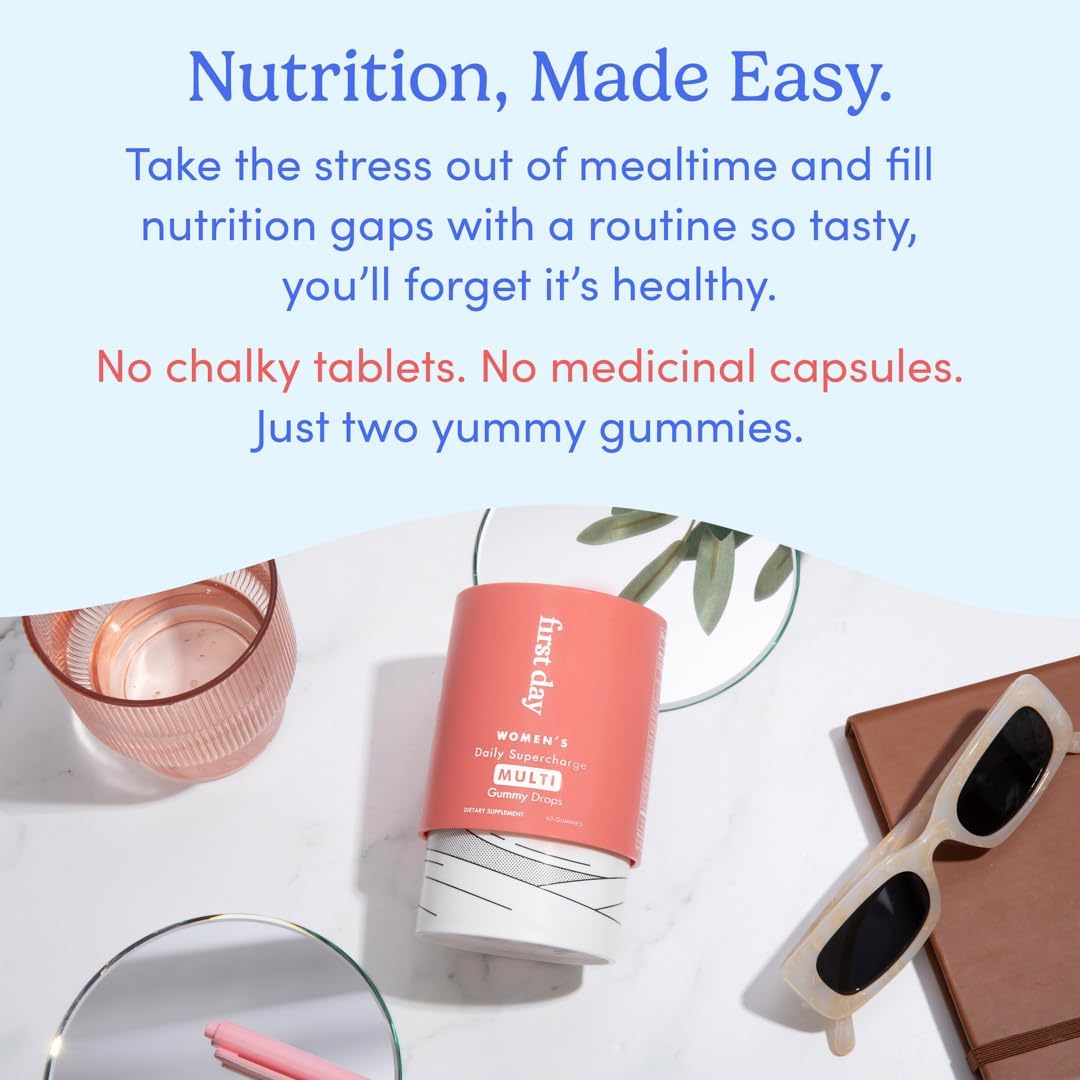 Women's Daily Supercharge Multivitamin Gummies with Methylfolate & Methylcobalamin B12, Vitamins A, B, C, D, E, K, Magnesium, Zinc, Biotin - 2g Sugar - 2 Pack, 60 Day Supply